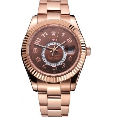 Good Copy Rolex Watches Case Strap Gold Dweller Rose Brown Leather Sky Rolex Brown Dial 0801